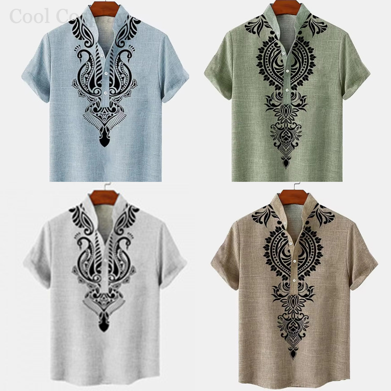 Male Retro Tops Henley Shirt M - Ethnic Fashion Men recensie en prijs