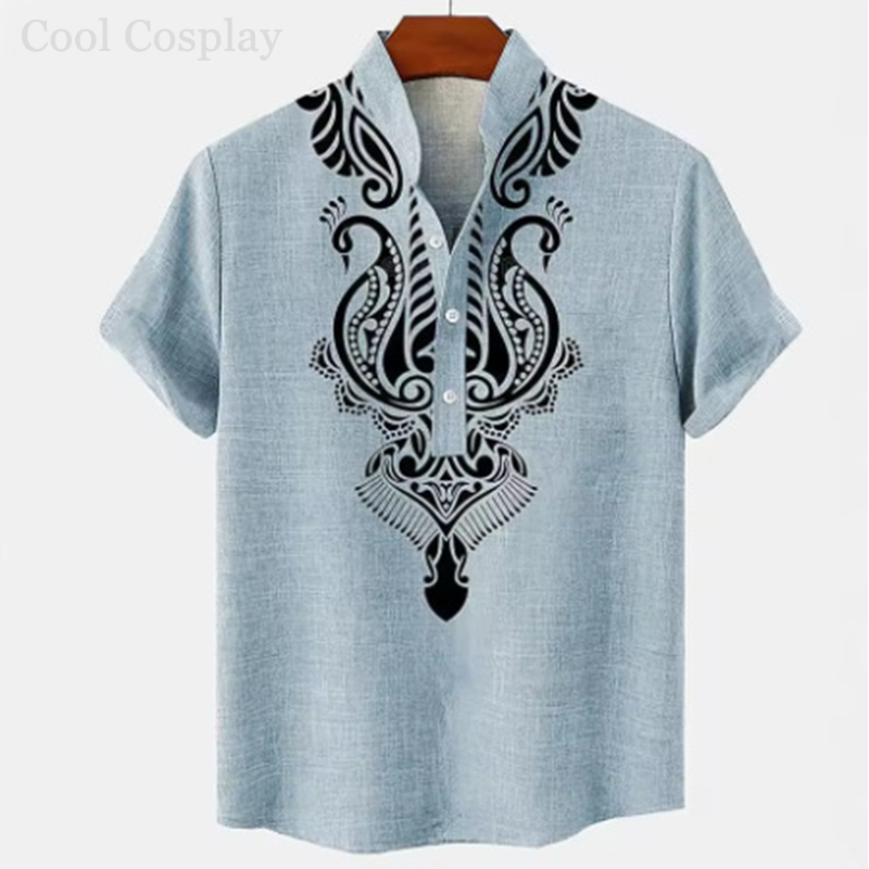 Male Retro Tops Henley Shirt M - Ethnic Fashion Men recensie en prijs