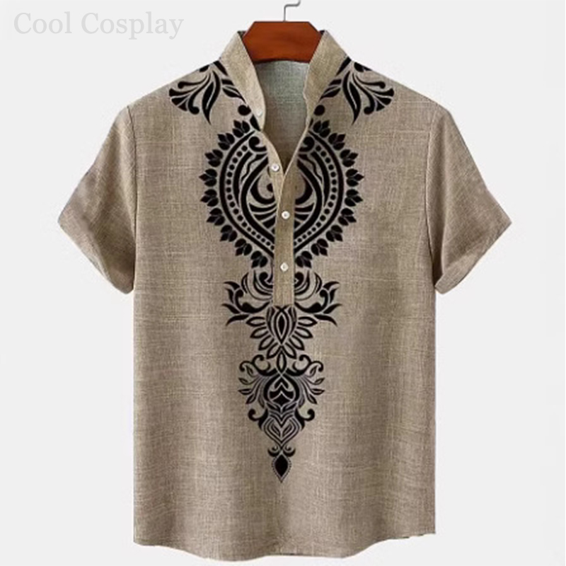Male Retro Tops Henley Shirt M - Ethnic Fashion Men recensie en prijs