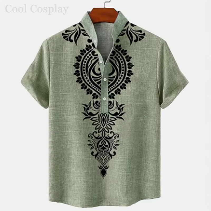 Male Retro Tops Henley Shirt M - Ethnic Fashion Men recensie en prijs
