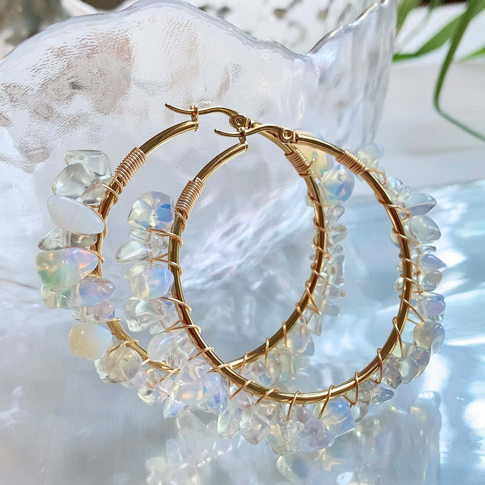 Natural Crystal Hoop Earring I - Aura Ethnic Fashion recensie en prijs