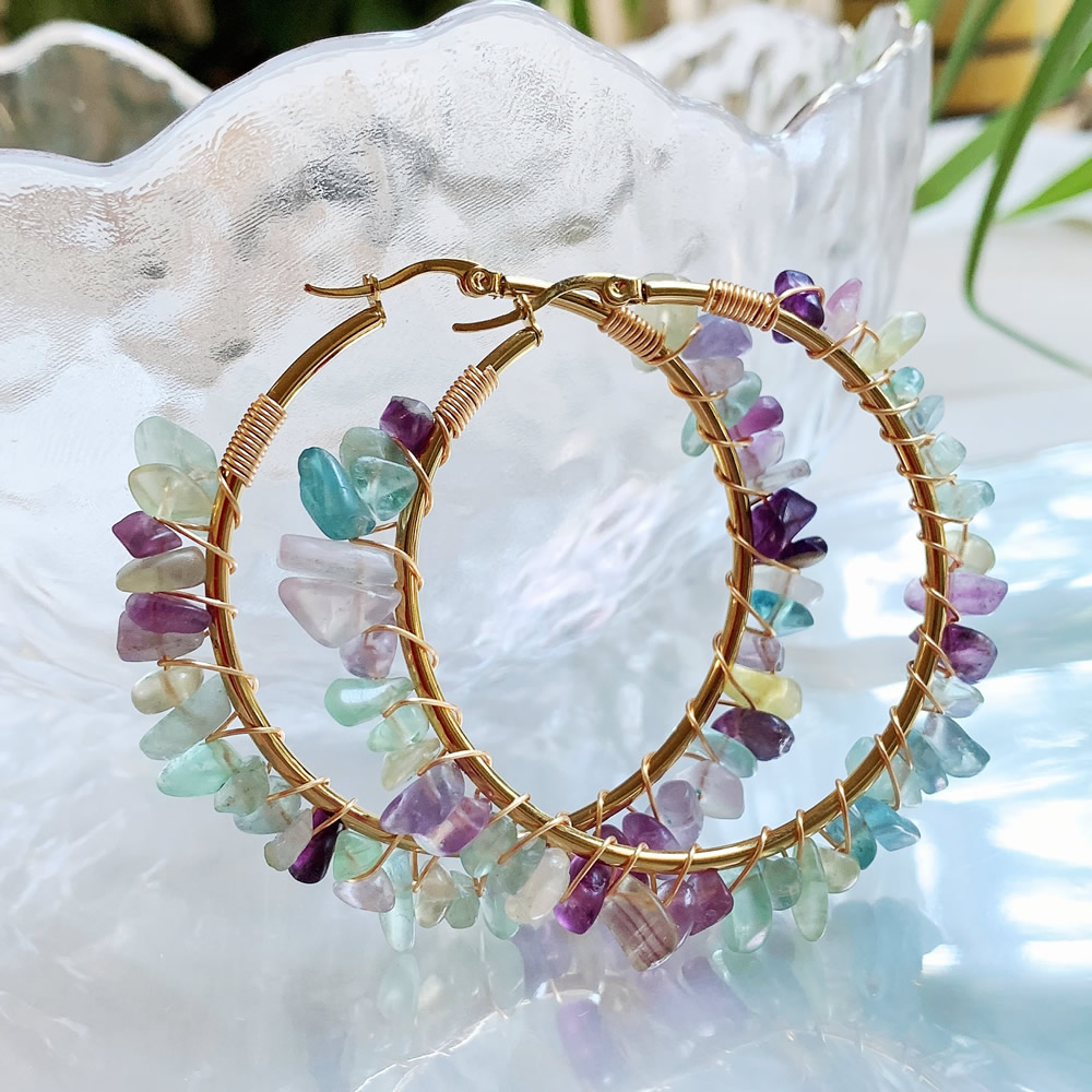 Natural Crystal Hoop Earring I - Aura Ethnic Fashion recensie en prijs