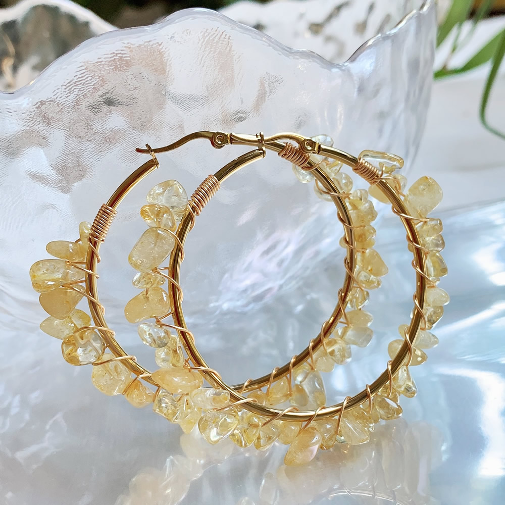 Natural Crystal Hoop Earring I - Aura Ethnic Fashion recensie en prijs
