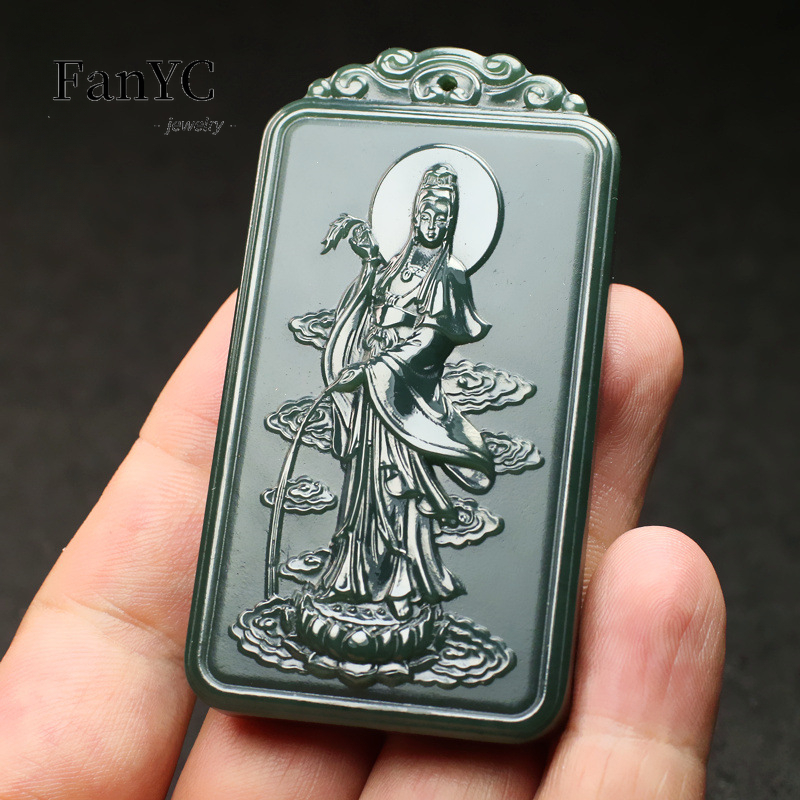 Natural Hetian Jade Qingyu Gua - Ethnic Fashion Men recensie en prijs