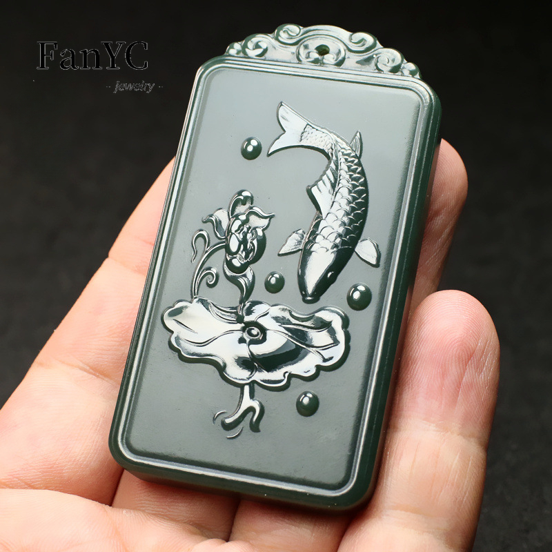 Natural Hetian Jade Qingyu Gua - Ethnic Fashion Men recensie en prijs