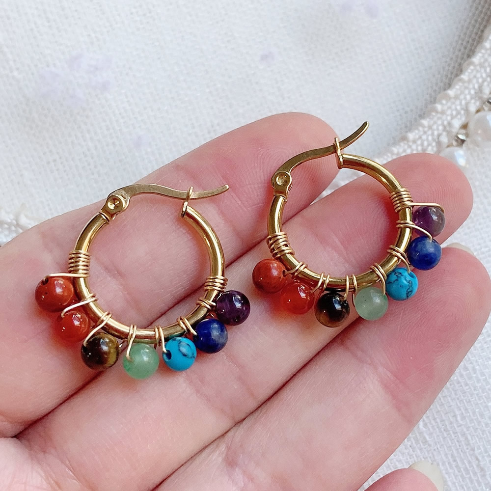 7 Chakras Natural Stone Earrin - Aura Ethnic Fashion recensie en prijs