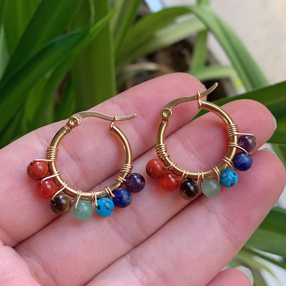 7 Chakras Natural Stone Earrin - Aura Ethnic Fashion recensie en prijs